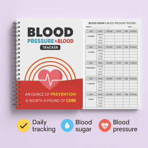 Blood Pressure & Blood Sugar Tracker – Health Log Book for Monitoring BP Glucose & Wellness