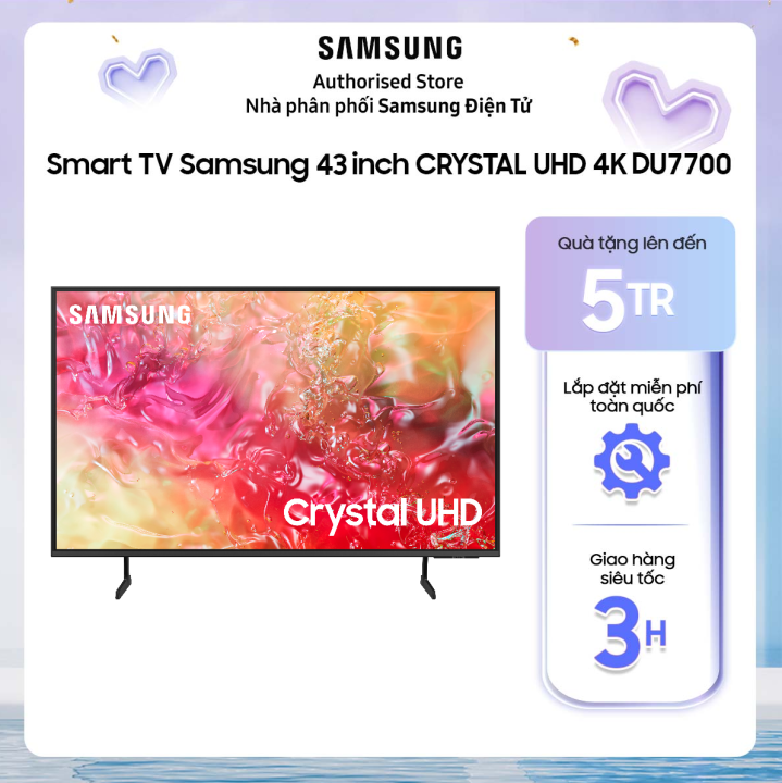 [Giao hàng và lắp đặt toàn quốc] 43DU7700 - Smart Tivi Samsung Crystal UHD 4K 43 inch UA43DU7700 UA43DU7700KXXV