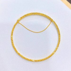 Sansheng Sanshi Flash Disco Beads Bracelet Vietnam Placer Gold Three Ring Bracelet Retractable Memory Elastic Bracelet Wholesale