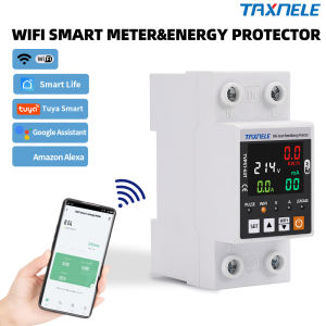 TUYA WiFi Smart Circuit Breaker 63A Leakage Over Under Voltage Protector Relay Switch Energy Power kWh Meter Smart Life Device
