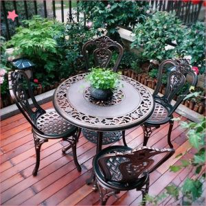 Bàn ngoài trời Nhôm đúc Nhập khẩu Bộ bàn ghế ban công ngoài trời Nhôm đúc Bàn ghế ngoài trời - B05