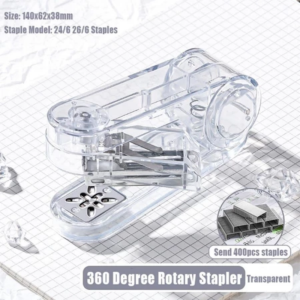 360 Stapler Rotation Heavy Duty Stapler Compatible Effortless Long Paper Swivel Stapler 24/6 Staples