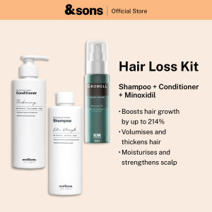 andSons Hair Loss Kit for Men | Hair Growth Shampoo + Thickening Conditioner + Minoxidil 5% Scalp Lotion (3pcs Set)