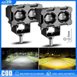 【COD/Original】120W Double LED Mini Driving Light for Motorcycle Headlight Fog Lamp 2 Color All Weather MDL