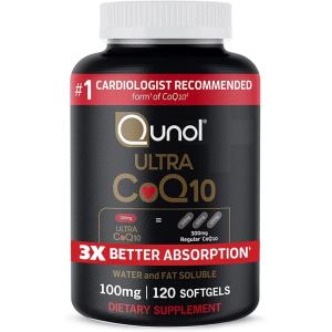Qunol Ultra CoQ10 100mg 3x Better Absorption Patented Water and Fat Soluble Natural Form of Coenzyme Q10 Antioxidant for Heart Health 120 Softgels