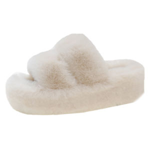 [Free Shipping] 7CM Thick-Soled Wedge Slippers WomenS Casual Double-Strap Indoor Slippers Fashionable Thick-Soled Plush Slippers
