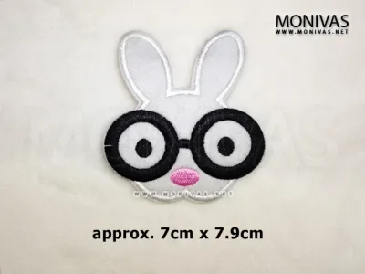 Rabbit w Big Glasses Iron On Patch DIY Embroidery Decoration Badge