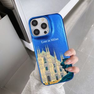Customized Letters Glitter PU Leather Case For Iphone 13 12 15 14 16 Pro Max 15 16plus Case Hard Metallic PU Cover Lost in Milan