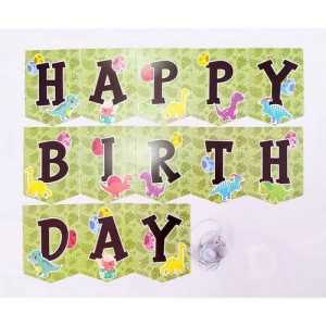 Bunting Flag Dinosaurus / Banner Happy Birthday Karakter Dino T-rex