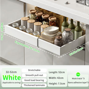 Kitchen Cabinet Expandable Storage Basket Spice Storage Basket Pull-out Bottle Rail Punchless Shelf