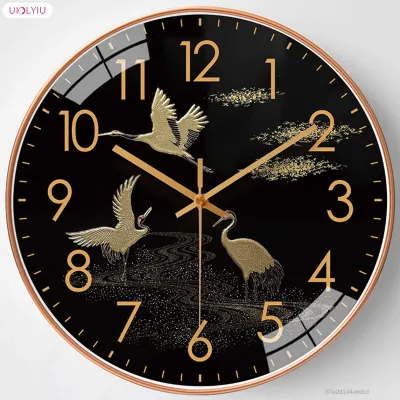 Uiolyiu Luxurious Analog Wall Clock Easy to Read Battery Operated Glass Surface Round Clock for Office Home Kitchen Bedroom UU-MY