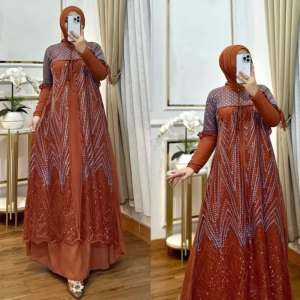 COD Raisa Dress Matt Ceruty Mix Brukat SIze XL Dress Kondangan Terbaru 2025 Mewah Fashionable