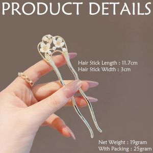 Jepit Rambut Sanggul Tusuk Konde Mutiara Gelombang Chinese Style Wave U-Shape Pearl Hairpin TKAM