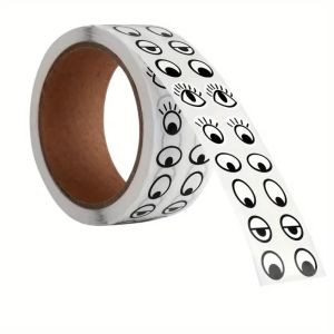 FENGIA 1000pcs/roll Self-Adhesive Premium Eye Stickers Crafts Reusable Mini Eye Shaped Sticker Cartoon Black White Designs Stationery Sticker for DIY Arts