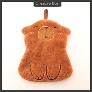 [Creative] Cute Coral Velvet Capybara Hand Towel Cartoon Capybara Bathroom Kerchief Strong Water Absorption Wall-mounted Absorbent Towel