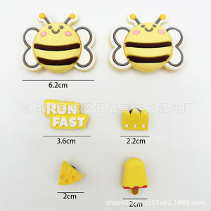6Pcs/Set Cute Cartoon Crocs Jibbitz Charms Little Bee Shoe Buckle Detachable Shoe Flower Decoration for Crocs