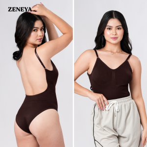 Zeneya Slenderstrap Bodysuit For Women Sleeveless Shapewear Tank Top Body Suit Bodycon Body Shaper Basic Waist Tummy Control Slim Fit Tops Plain Brown Beige Black Casual Wear Regular Plus Size
