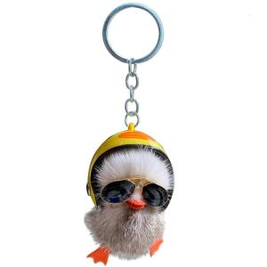 Cute Helmet Duck Keychains Cartoon Plush Duck Key Chains for Women Men Charm Fashionable Keychain Handbag Pendant Gift