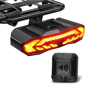 2026 Rockbye Bicycle Turn Signals Light Rechargeable Bike Tail Light Wireless Anti-theft Bike Safety Alarm