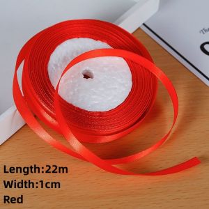 22M/1 cm Satin Ribbon Roll Gift Wrapping Romantic Gift Bouquet Wrapping Party Gift Ribbon
