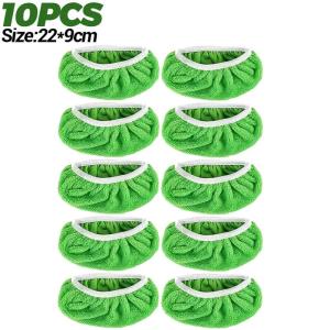 10Pcs Sweeper Wet & Dry Cleaning Cloths Reusable Microfiber Mop Pads Green Furniture Flooring Mop Head Replacement Washable Rag Towels