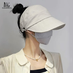 LouisWill Women Sun Cap Sun Visor Hat Half Empty Top Large Brim Summer Visor Cap Women High Ponytail Baseball Cap Sunscreen Cap Outdoor Urban Sports Sun Protection Hat Can Wear Mask for Outdoor Travel