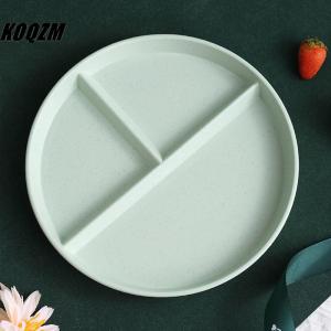 KOQZM Three-Grid Western Compartment Plate For Food Fruit Salad Divided Plate Wheat Straw Diet Meal Plate Food Tray Kitchen Dinnerware