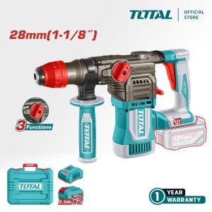 【TOTAL】42V Brushless Rotary Hammer Set | 4.5J Strong Impact | Includes 6 Drill Bits + 2 Chisels + Lubricating Oil | Industrial Grade Concrete Demolition Tool Set