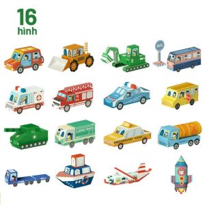 Gấp giấy nghệ thuật Origami phiên bản 3D mô hình Giao thông và Động vật - Đồ chơi thủ công sáng tạo cho bé trai bé gái từ 2 tuổi