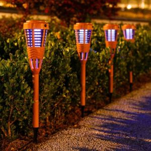 HUGHES Waterproof Solar Mosquito Killer Ground Spike Plug-in Non-toxic Safe Outdoor Bug Zapper Mosquito Killer Device Physical Trapping UV Light Insect Trap Lamp Outdoor Garden