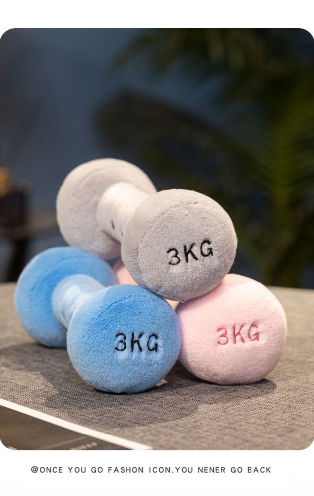 Plush Kettlebell And Dumbbell Cushion Gym Decor Stuffed Pillow_voghion.com