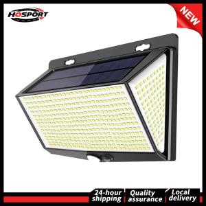 【HOSPORT】 Solar Powered Outdoor Wall Light with Motion Sensor 468 LED for Garden Pathway and Driveway Lighting