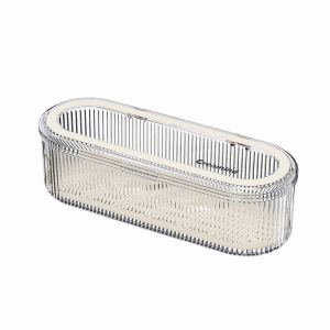 Flatware Tray Storage Box Kitchen Drawer Organizer with Lid and Drainer Plastic Kitchen Cutlery Storage Container with Cover Utensil Holder