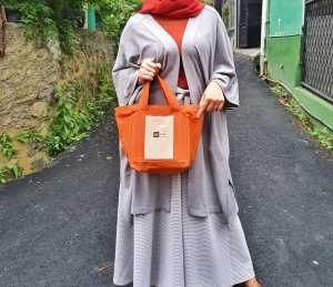 HANDBAG DAN SLINGBAG MINI NUNAKU MATERIAL KANVAS DENGAN RESLETING