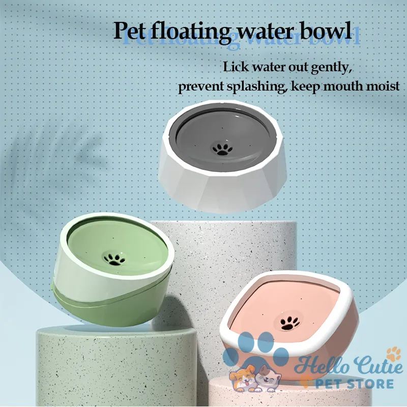 Hello Cutie Pet cat bowl, non-wetting cat water bowl, pet water dispenser  with floating water bowl, anti-tipping drinking water bowl. | Lazada