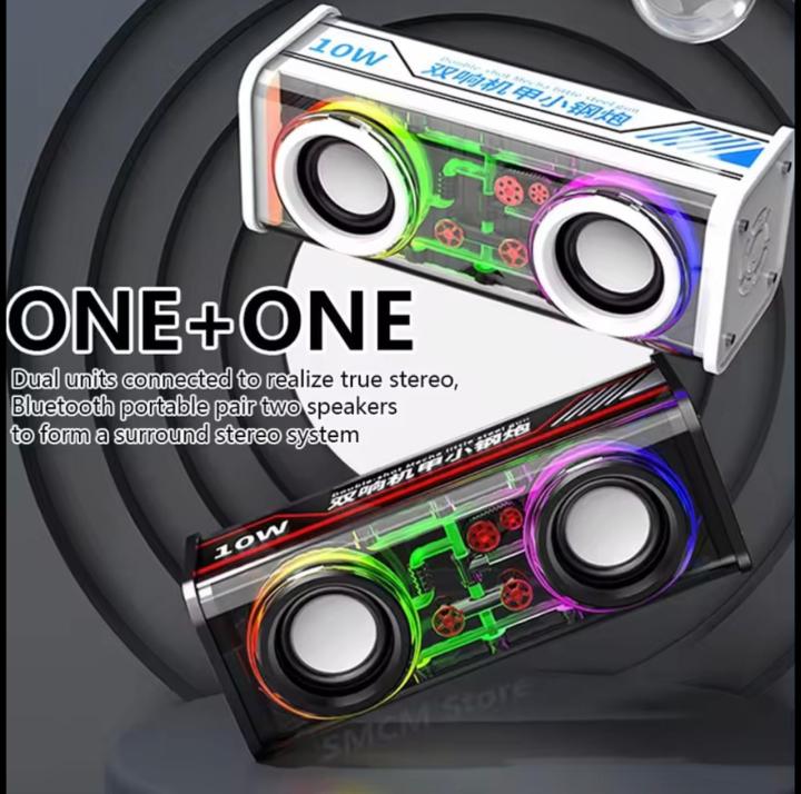 Speaker Bluetooth Extra Bass Dual Light Led RGB Transparan / Music Mini ...