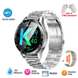 2024 New Women Smart Watch TWS Bluetooth Headset Sports Watch 2-in-1 IP67 Waterproof Men Fitness Tracker NFC Weather Heart Rate White Smartwatch