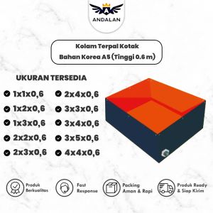 Kolam Terpal ikan Bahan Korea Kotak Budidaya Ikan A5 (Tinggi 06m)