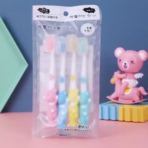 Sadoline~4pcs/pack Japan Cartoon Design Bear/Rabbit Baby Kids Soft Bristle Toothbrush With Suction