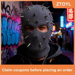 【ZTOYL】 Mask Beanies Hat Men Winter Balaclava Hats Knitted Hats Fashion Full Face Ski Bonnet Cycling Earmuffs Cap