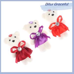 Ditur 10Pcs 12cm Bear Flower Bouquet Toy Cartoon Doll Teddy Bear Bouquet Graduation Birthday Wedding Gifts Party Decor