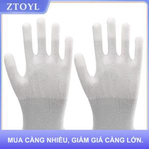 【ZTOYL】 12 cặp xe vinyl bọc găng tay Polyester PU tráng ngón tay găng tay chống tĩnh điện không bụi Cửa Sổ Màu làm việc găng tay