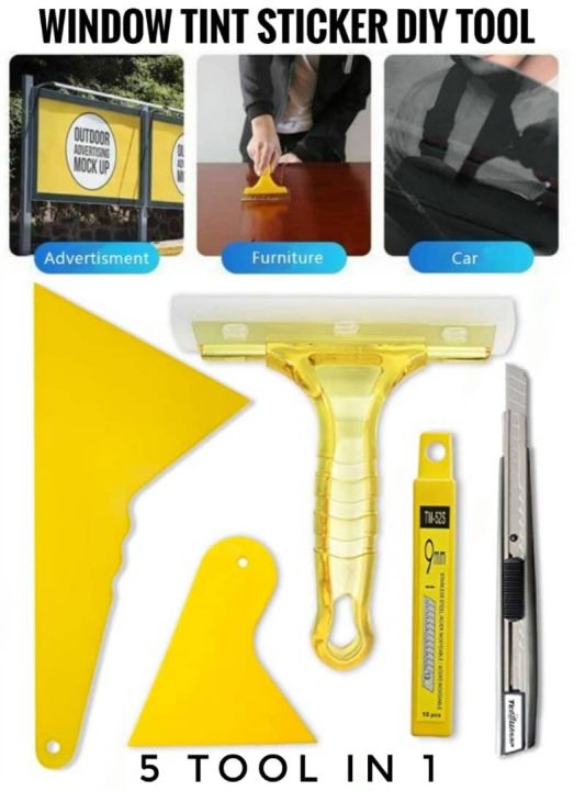 2 To 100-Pack Yellow Flexible Contour Squeegees For Car Window Tint & Vinyl Wrap Application