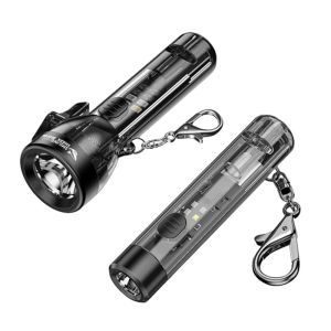 GONGL USB Rechargeable Mini Keychain Flashlight 80 Lumen Portable Pocket LED Flashlight Work Light UV/Red Light Small Flashlight Detect