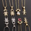 ZFZDR0LH Golden Plated Boys Girls Pendant Necklace Trendy Style Copper Base Hollow Pendant Fashion Lovely Charm Gold Plated Chain Birthday Gifts. 
