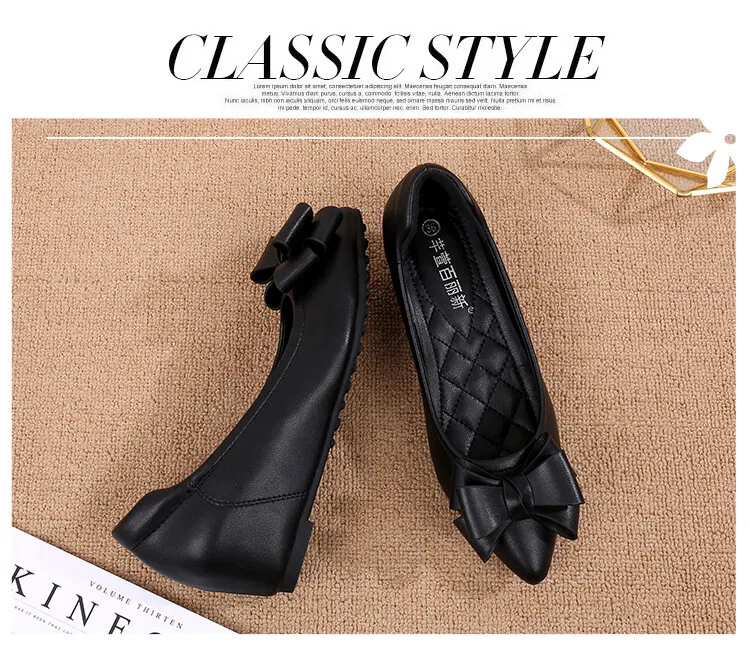 Soft leather painless work shoes] working shoes women black single