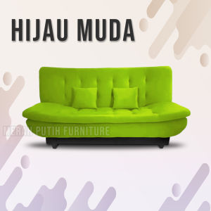 Sofa Bed Minimalis Reclining Pillowtop | Bludru | Praktis Elegan | BONUS 2 Bantal | Bisa Pilih warna. Sofa Ruang tamu Sofa santai sofa tidur sofa malas.