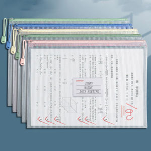 SKISOPGO 5/10/15/20PCS A4 Grid PVC Zipper File Bag Transparent Waterproof Portable Document Bag Office School Supplies