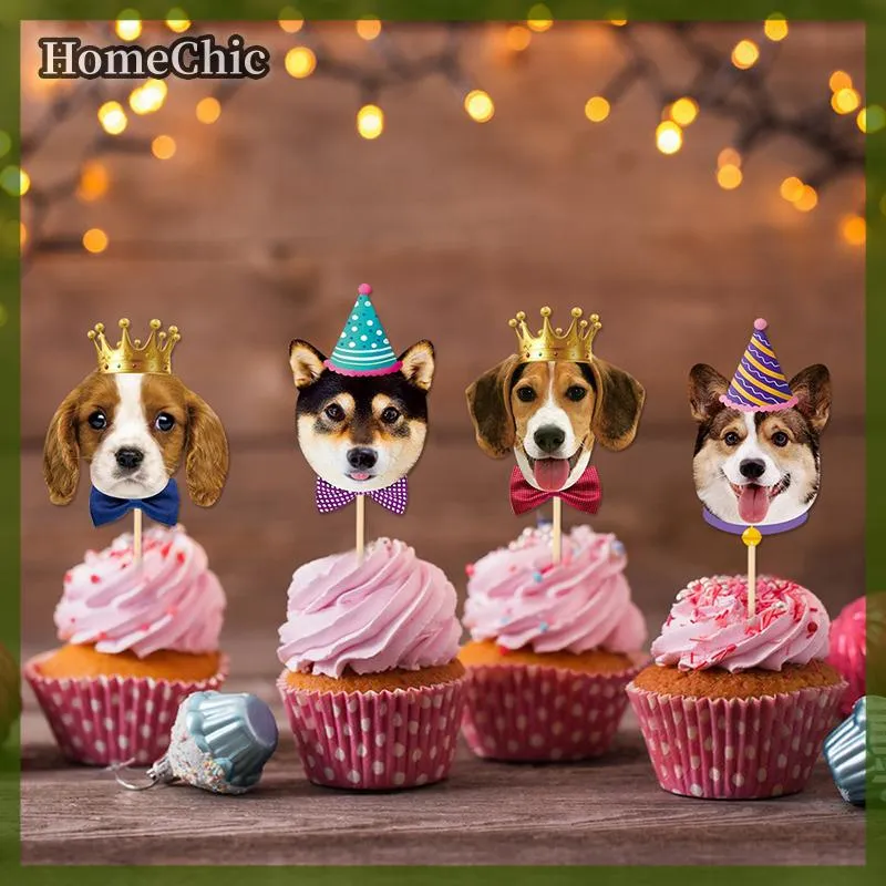 HomeChic 8pcs Dog Cupcake Decoration Cute Pet Dog Themed Birthday Party  Cake Topper Paper Dessert Decoration