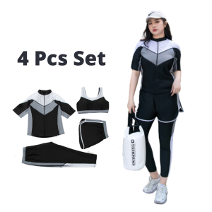 🇲🇾STOCK KL (4PCS) Set Plus Size Rearguard Women Lady Swimsuit Swimming Swimwear Beach Surf Snorkeling Baju Berenang Saiz Besar 大码女生泳衣